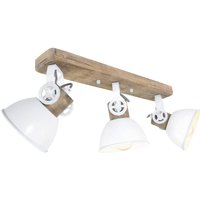 Spot Gearwood in Weiß und Braun E27 3-flammig - white - Mexlite von STEINHAUER