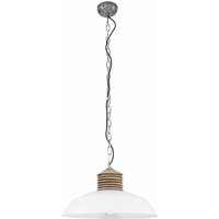 Hängelampe Esstisch Pendelleuchte Vintage Esszimmerlampe weiß, Retro Schirm Hängeleuchte Holz Höhenverstellbar, Metall, 1x E27 Fassung, DxH 50x110 cm von STEINHAUER