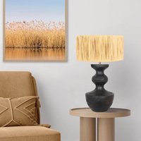 Steinhauer - Anne Lighting - tischlampe - Lyons - schwarz - gras holz - ø 40cm von STEINHAUER