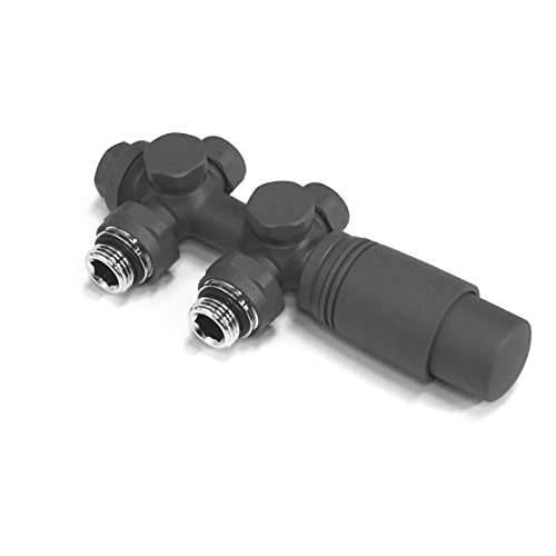 WITEN&NOCK Multiblock Set für Heizkörper Mittelanschluss Armatur Nabenabstand 50 mm Thermotstat Hahnblock Thermostatventil für Heizkörper Heizungszubehör(Anthrazit) von WITEN&NOCK