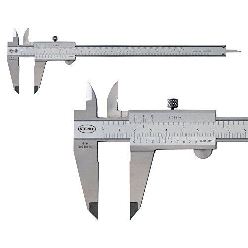 STEINLE 1102 Taschen Messschieber 150 mm mit Feststellschraube, Ablesung: 0,05 mm DIN862 - inkl. Gewindetabelle von STEINLE