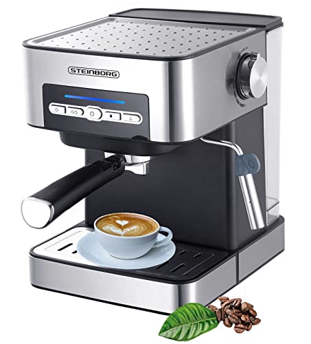 Steinborg Espressomaschine | Siebträgermaschine | 15 Bar | Siebträger Kaffeemaschine | mit Milchaufschäumer | Cappuccinomaschine | 1,6 Liter Wassertank von Steinborg