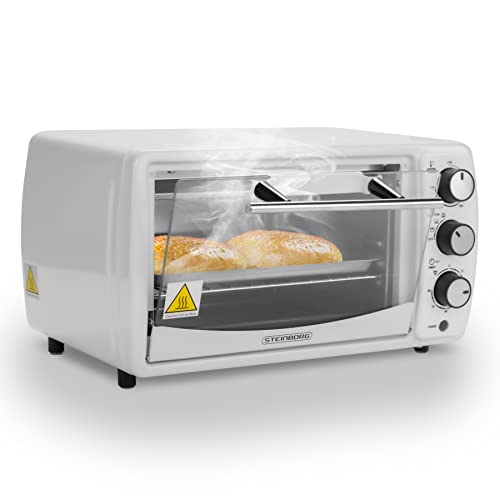 Mini Backofen 13 Liter 1200 Watt Pizzaofen 65°-230°C Timer aufklappbares Krümelblech Minibackofen Kleiner Oven von Steinborg