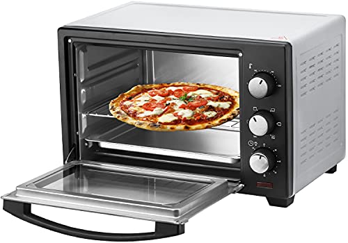 STEInBORG Mini Backofen 25 Liter | Pizza-Ofen | 3in1 Backofen | Minibackofen | Miniofen | Krümelblech | Ober-/Unterhitze | Konvektion | 60 min.Timer | 1.600 Watt (25 Liter Edelstahl) von Steinborg