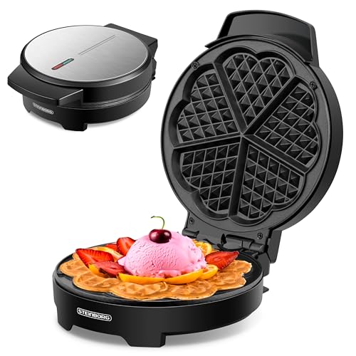 Waffeleisen | 1000 Watt | Waffelautomat für Herzwaffeln | Wafflemaker | Paninigrill | Waffeltoaster | Waffle Maker | Elektrogrill | Cool-Touch-Technologie | Antihaftbeschichtung | von Steinborg