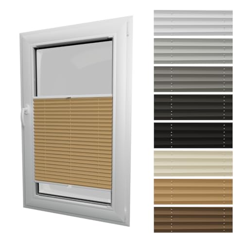 STELGE - Blackout Plissee mit Bohren I auf Maß gefertigt I Breite 30-129 cm I Höhe 50-230 cm I 8 Farben Verdunkelungsstoff (Höhe von 50 cm bis 149 cm) von STELGE