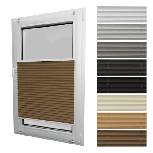 STELGE - Blackout Plissee ohne Bohren I auf Maß gefertigt I Breite 30-129 cm I Höhe 50-230 cm I 8 Farben Verdunkelungsstoff (Höhe von 50 cm bis 149 cm) von STELGE