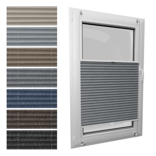 STELGE - Melange-Stoff Plissee ohne Bohren I auf Maß gefertigt I Breite 30-129 cm I Höhe 50-230 cm I Blickdichte und lichtdurchlässige Rollos I 7 Farben Melange-Stoff (Höhe von 50 cm bis 149 cm) von STELGE