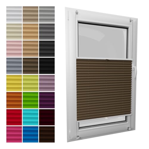 STELGE - Standard Plissee ohne Bohren I auf Maß gefertigt I Breite 30-129 cm I Höhe 50-230 cm I Blickdichte und lichtdurchlässige Rollos I 24 Farben Standard-Stoff (Höhe von 50 cm bis 149 cm) von STELGE