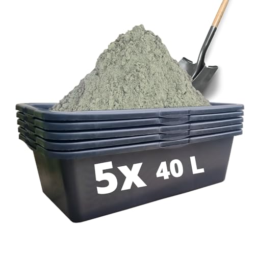 STELLA GREEN - Mörtelkästen 40-90 Liter - Mörtelkübel - Plastikwanne - für Garten - Baustelle - Haushalt - Groß - XXL - Schwarz - Pflanzkübel für Hochbeet 40L x 5 STK (Eckig). von STELLA GREEN