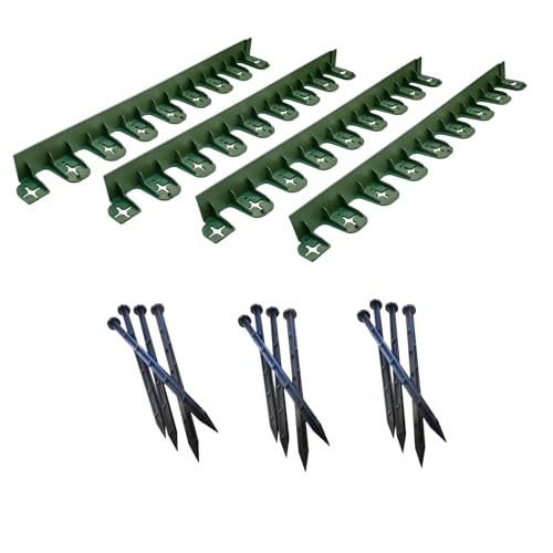 STELLA GREEN Rasenkante Kunststoff Flexibel Set SE45 Box - Beeteinfassung Länge 3m, Höhe 4,5 cm - Garten Beetumrandung mit 12 Erdanker - Einfache Montage - Grün von STELLA GREEN