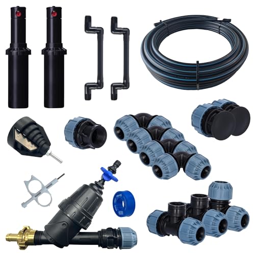 Hunter Bewässerungsset für Garten & Rasen – 100–200 m² – Komplettset zur unterirdischen Rasenbewässerung mit Hunter Regnern (100 m²) von STEMAX-Wassertechnik