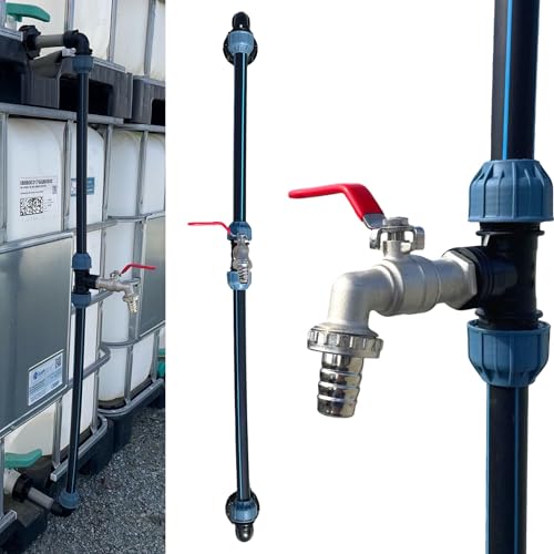 IBC Verbindungsset für 2 Container übereinander | 25mm x 3/4" I S60x6 I Vertikale Verbindung | Platzsparend & wetterfest | IBC Gitterkäfig geeignet Dank Verlängerung von STEMAX-Wassertechnik