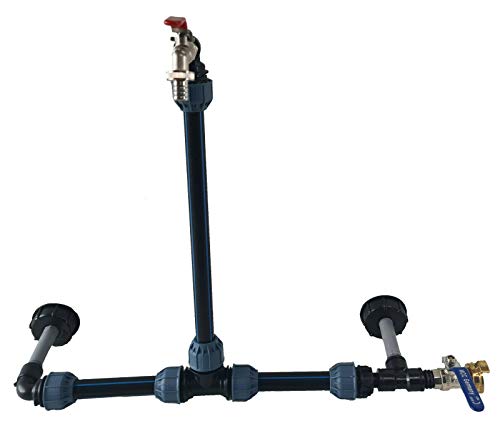 IBC Verbindungssets für 1-3 Wasser-/Regentanks inkl. 3/4" Schwananhals, mit oder ohne Containerauslauf, Größe: 2 Container mit Auslaufhahn von STEMAX-Wassertechnik