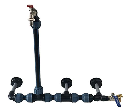 IBC Verbindungssets für 1-3 Wasser-/Regentanks inkl. 3/4" Schwananhals, mit oder ohne Containerauslauf, Größe: 3 Container mit Auslaufhahn von STEMAX-Wassertechnik