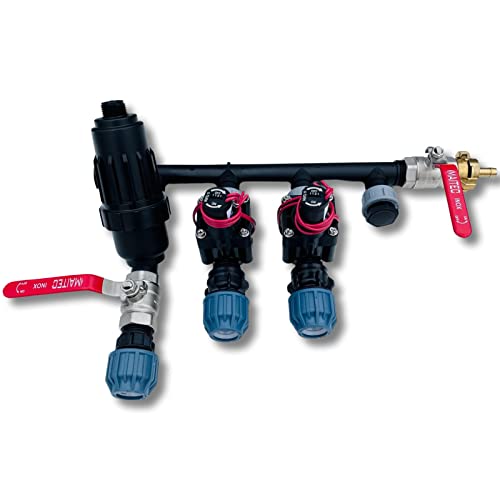 STEMAX Kopfstation Premium: Ventilverteiler für Bewässerungsanlagen mit bis zu 8 Anschlussmöglichkeiten; Wasserdurchfluss regulier- & absperrbar; Größe: 25mm, Größe: 2 Magnetventile von STEMAX-Wassertechnik