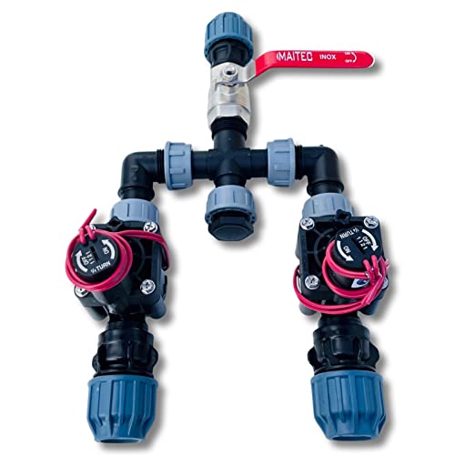 STEMAX Kopfstation Standard: Ventilverteiler mit bis zu 3 Anschlussmöglichkeiten; Wasserdurchfluss regulier- & absperrbar; Anschluss: PP Klemmkupplung, Größe: 2er Kopfstation, 32mm Anschluss von STEMAX-Wassertechnik