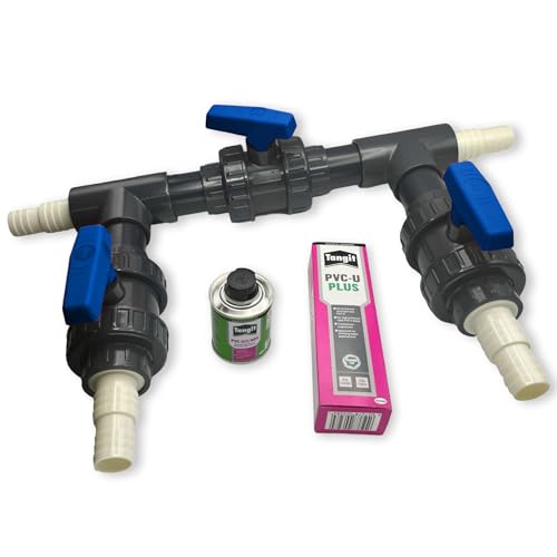 STEMAX-Wassertechnik Pool Bypass EXPERT Set 50mm mit 32/38mm ABS Schlauchtüllen für Pool Wärmepumpe Schwimmbad Schwimmbecken Poolheizung Wärmepumpe Solaranlage von STEMAX-Wassertechnik