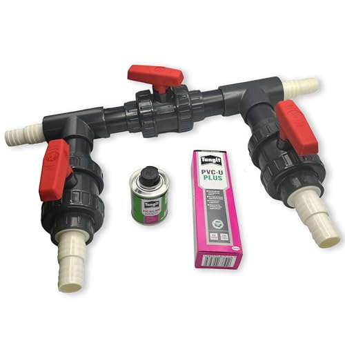 STEMAX-Wassertechnik Premium Pool Bypass Set 50mm inkl. 32/38 mm Schlauchanschluss I Bypass-Kit 15-teilig I für Wärmepumpe Solarheizung Poolheizung von STEMAX-Wassertechnik