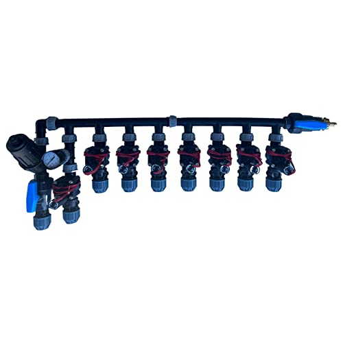 STEMAX-Wassertechnik: Kopfstation mit 2, 3, 4, 6 oder 8 Hunter PGV Magnetventilen, Größe der Klemmkupplungen: 32mm, Ventilverteiler, Wasserverteiler, Verteiler für Bewässerung, Größe: 8 Magnetventile von STEMAX-Wassertechnik