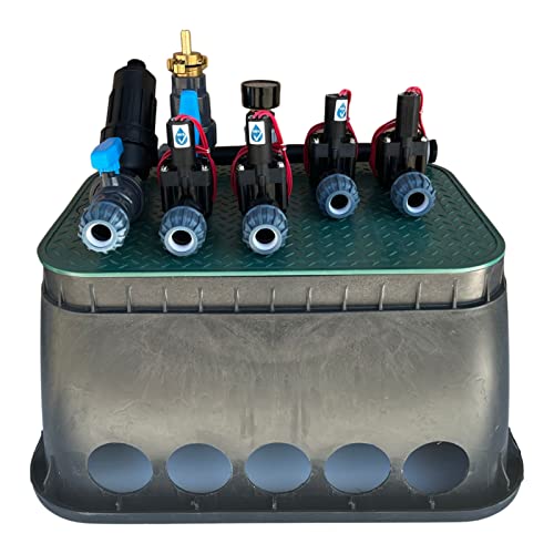 STEMAX-Wassertechnik: Kopfstation mit 2, 3 oder 4 Hunter PGV Magnetventilen + vorgebohrter Ventilbox, Größe der Klemmkupplungen: 25mm, Ventilverteiler, Wasserverteiler, Größe: 4 Magnetventile von STEMAX-Wassertechnik