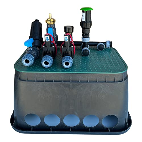 STEMAX-Wassertechnik: Kopfstation mit 2, 3 oder 4 Hunter PGV Magnetventilen + vorgebohrter Ventilbox + Wassersteckdose, Größe der Klemmkupplungen: 25mm, Ventilverteiler, Größe: 2 Magnetventile von STEMAX-Wassertechnik