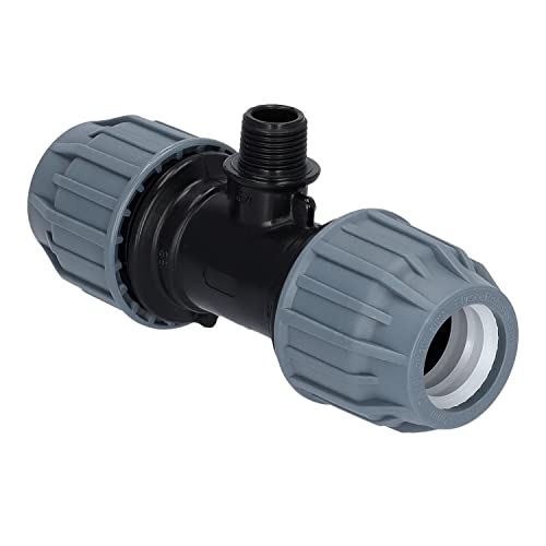 STEMAX-Wassertechnik: PP-Klemmverbinder, T-Stück 90° klemm x AG x klemm, PN16, Trinkwasserzertifiziert, DVGW, Größe: 20mm x ½“ x 20mm von STEMAX-Wassertechnik