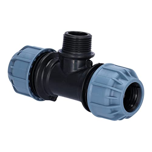 STEMAX-Wassertechnik: PP-Klemmverbinder, T-Stück 90° klemm x AG x klemm, Trinkwasserzertifiziert, Größe: 32mm x 1“ x 32mm von STEMAX-Wassertechnik