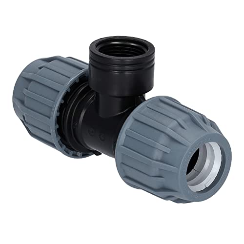 STEMAX-Wassertechnik: PP-Klemmverbinder, T-Stück 90° klemm x IG x klemm, PN16, Trinkwasserzertifiziert, DVGW, Größe: 20mm x ½“ x 20mm von STEMAX-Wassertechnik