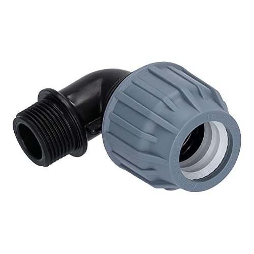 STEMAX-Wassertechnik: PP-Klemmverbinder, Winkel 90° klemm x AG, PN16, Trinkwasserzertifiziert, DVGW, Größe: 25mm x ½“ von STEMAX-Wassertechnik