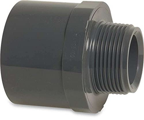 STEMAX-Wassertechnik: PVC-Gewindefittings und Übergänge, Übergangsmuffennippel mit Sechs-/Achtkant, klebemuffe/klebestutze x AG, Größe: 63/75mm x 2“ von STEMAX-Wassertechnik
