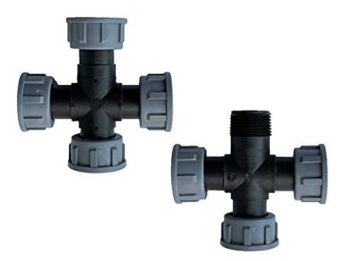 STEMAX-Wassertechnik: TAVLIT PP-Verteiler Fitting mit O-Ring, Kreuz 1", Größe: IG x IG x IG x AG von STEMAX-Wassertechnik