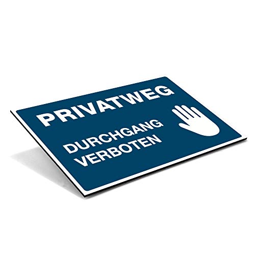 Schild "PRIVATWEG - DURCHGANG VERBOTEN" mit Warnsymbol – Hinweisschild für Privatgrundstücke – Alu-Verbund Warnschild (300 x 200 x 4 mm | Signalblau) von STEMPEL-FABRIK