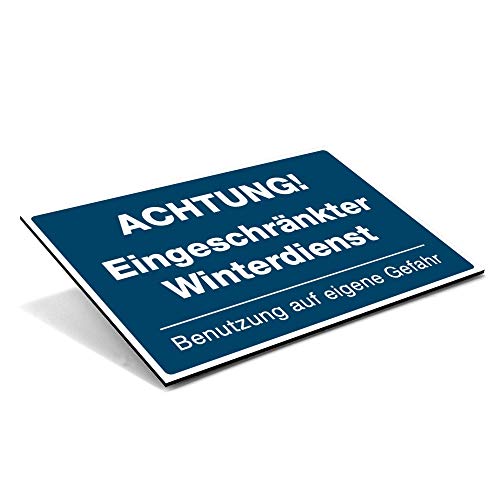 (Signalblau, Schild Alu-Verbund 300x200x4 mm) Hinweis-Schild / Text: Achtung Eingeschränkter Winterdienst/Piktogramm - Glatteis Räumdienst Streudienst Kehrwoche Rutschgefahr keine Hafttung von STEMPEL-FABRIK