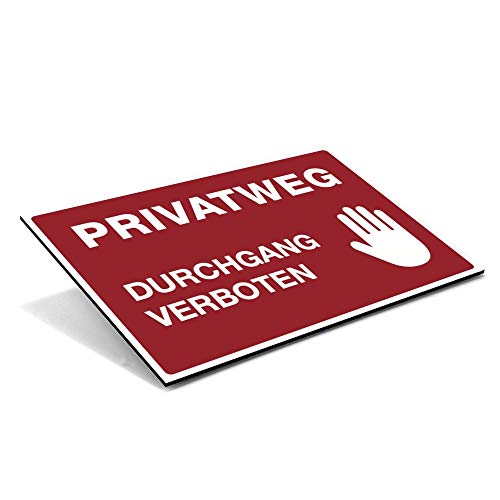 (SignalrotSchild Alu-Verbund 600x400x4 mm) Hinweis-Schild/Text: PRIVATWEG - DURCHGANG VERBOTEN/Schild für Privatgrundstück/Betreten verboten/Kein Durchgang von STEMPEL-FABRIK