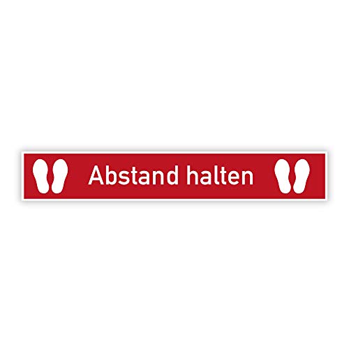 stempel-fabrik – Bodenaufkleber "Abstand halten" – Abstandsaufkleber für den Fußboden zur Wahrung der Diskretion – selbstklebende Bodenmarkierung mit Rutschhemmung (15 x 100 cm | Rot) von STEMPEL-FABRIK