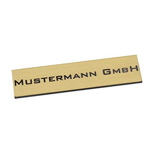 Kunststoff Klingelschild (incl individueller Lasergravur) (60 x 15 x 1,6 mm, Schild gold, Schrift schwarz) von STEMPEL-FABRIK