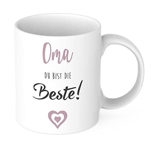 STEMPEL-FABRIK Keramiktasse Rosa mit Aufdruck - Oma, du bist die Beste! - Kaffeetasse mit Spruch - Bedruckte Tasse - Teetasse - Kaffeebecher für Großeltern - Geschenkidee Oma - Geburtstagsgeschenk von STEMPEL-FABRIK