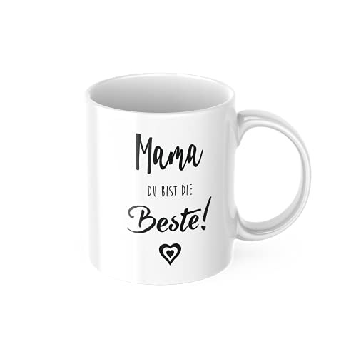 STEMPEL-FABRIK Keramiktasse Schwarz mit Aufdruck - Mama, du bist die Beste! - Kaffeetasse mit Spruch - Bedruckte Tasse - Teetasse - Kaffeebecher - Tasse Muttertag - Geschenkidee - Muttertagsgeschenk von STEMPEL-FABRIK
