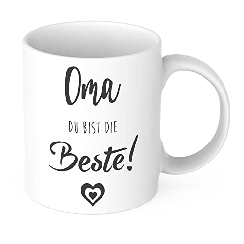 STEMPEL-FABRIK Keramiktasse Schwarz mit Aufdruck - Oma, du bist die Beste! - Kaffeetasse mit Spruch - Bedruckte Tasse - Teetasse - Kaffeebecher für Großeltern - Geschenkidee Oma - Geburtstagsgeschenk von STEMPEL-FABRIK