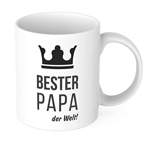 STEMPEL-FABRIK Keramiktasse mit Aufdruck - Bester Papa der Welt - Schwarzes Design - Kaffeetasse - Kaffeebecher - Becher - Geschenkidee für den Lieblingspapa- Geburtstagsgeschenk - Tasse mit Spruch von STEMPEL-FABRIK