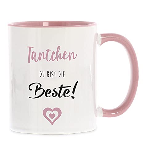 STEMPEL-FABRIK Keramiktasse Rosa mit Aufdruck - Tantchen, du bist die Beste! - Kaffeetasse mit Spruch - Teetasse - Allerbeste Tante - Geschenkidee - Dankeschön - Geburtstagsgeschenk (Rosa) von STEMPEL-FABRIK