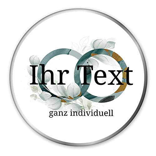 STEMPEL-FABRIK – personalisierbare runde Dose mit Name oder Wunschtext – Aquarell Motiv mit grünen Ringen – bedruckte Geschenkdose – ideale Keksdose, Metalldose, Plätzchendose von STEMPEL-FABRIK