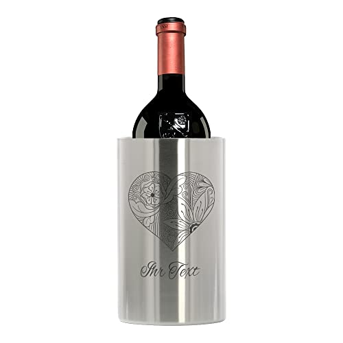 Weinkühler mit Gravur – personalisierbar –doppelwandiger Edelstahl Weinkühler, Sektkühler & Champagnerkühler – Geschenkidee für Weinliebhaber (18 x 12 cm | Herzform) – STEMPEL-FABRIK von STEMPEL-FABRIK