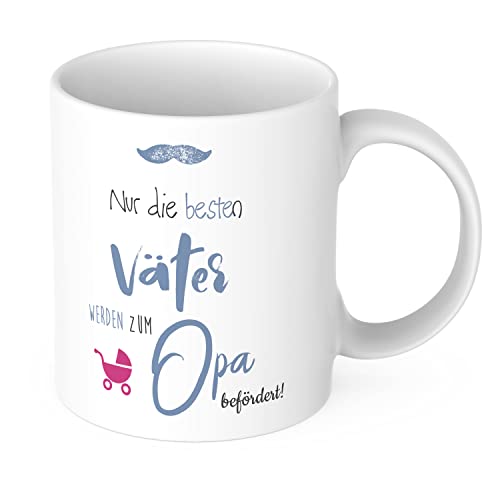 Tasse Nur die besten Väter werden zum Opa befördert! – Kaffeetasse zum Schwangerschaft verkünden – Geschenkidee für Papa/Opa – Keramiktasse beidseitig bedruckt (330 ml) von STEMPEL-FABRIK