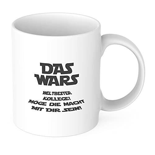 STEMPEL-FABRIK Keramiktasse mit Druck – Tasse Das wars - Weltbester Kollege! Möge die Macht mit Dir sein! – Abschiedsgeschenk für Kollegen – beidseitig bedruckt von STEMPEL-FABRIK