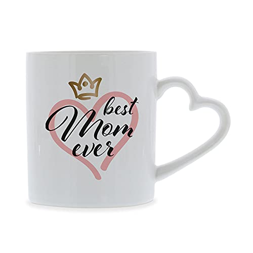 STEMPEL-FABRIK Keramiktasse mit Herzhenkel Aufdruck - Best Mom Ever - Muttertagsgeschenk - Kaffeetasse mit Spruch - Muttertag Tasse - Teetasse - Geschenkidee - Kaffeebecher - Geburtstagsgeschenk von STEMPEL-FABRIK