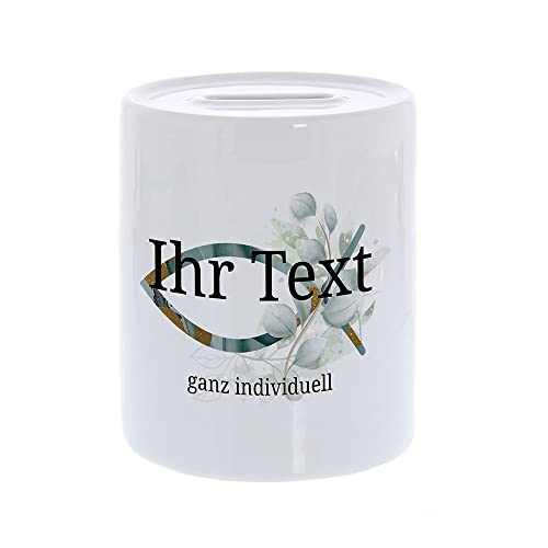 stempel-fabrik – personalisierbare Spardose mit Wunschtext – Aquarell Motiv Fisch – individuelles Geldgeschenk für Erwachsene und Kinder – perfekte Geschenkidee für jeden Anlass von STEMPEL-FABRIK