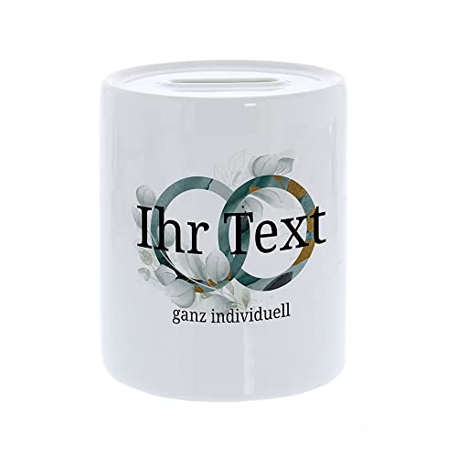 stempel-fabrik – personalisierbare Spardose mit Wunschtext – Aquarell Motiv Ringe – individuelles Geldgeschenk für Erwachsene und Kinder – perfekte Geschenkidee für jeden Anlass von STEMPEL-FABRIK