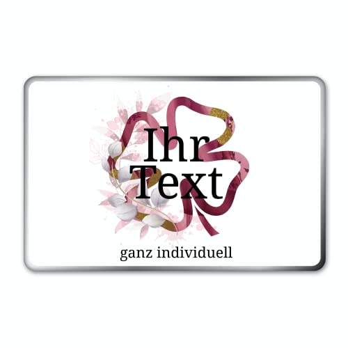 STEMPEL-FABRIK – personalisierbare eckige Dose mit Name oder Wunschtext – Aquarell Motiv mit rotem Kleeblatt – bedruckte Geschenkdose – ideale Keksdose, Metalldose, Plätzchendose von STEMPEL-FABRIK